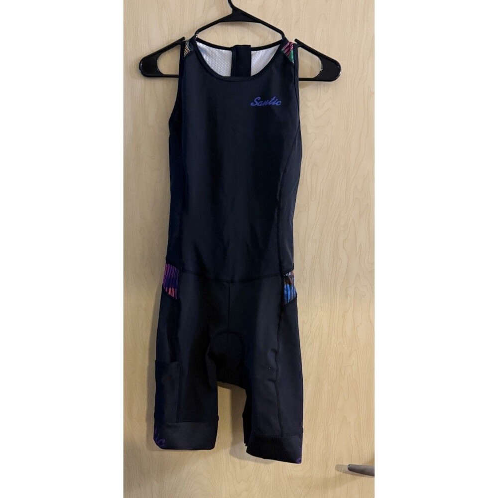 Santic Cycling suit Black With Color Side Design Back Zipper Size Small